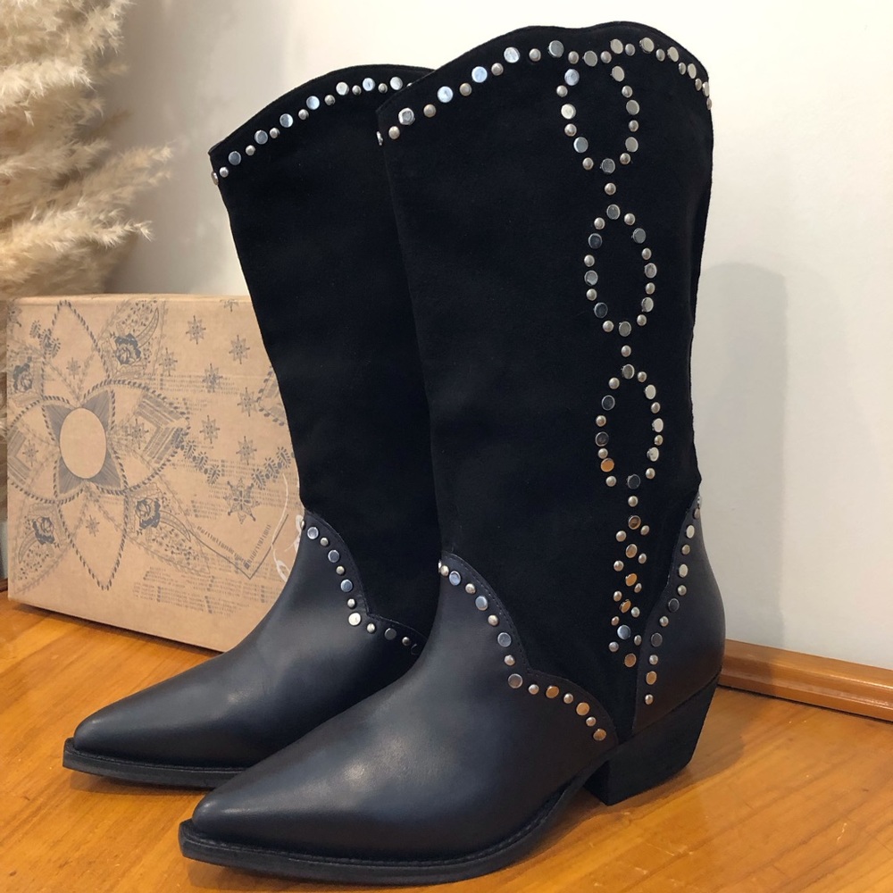 Free People Jaxson studded black suede boots